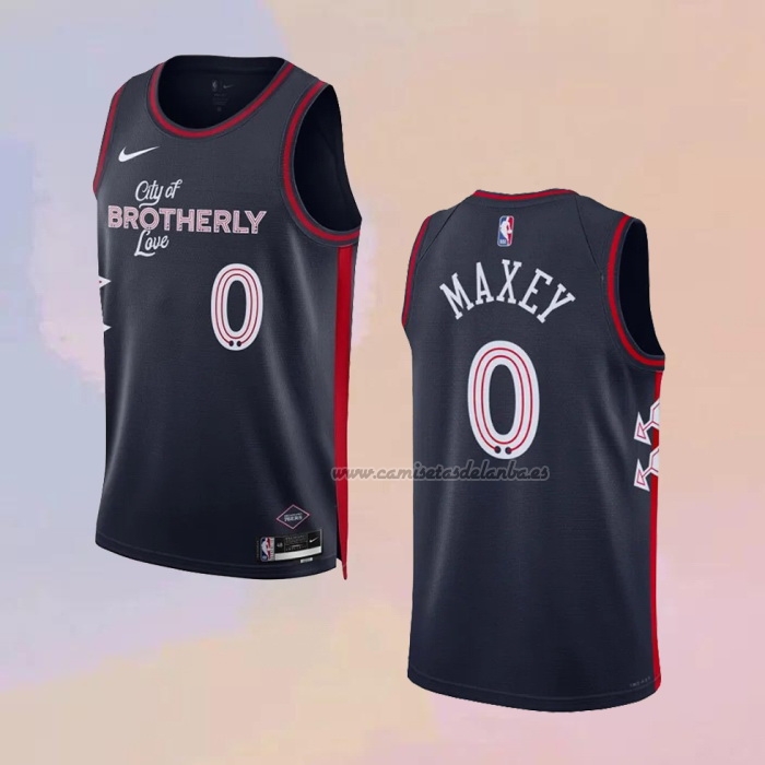 Camiseta Philadelphia 76ers Tyrese Maxey NO 0 Ciudad 2023-24 Azul